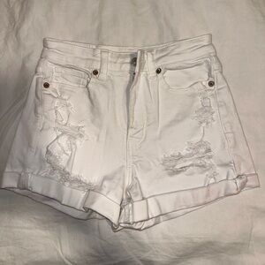 American eagle stretch white ripped shorts